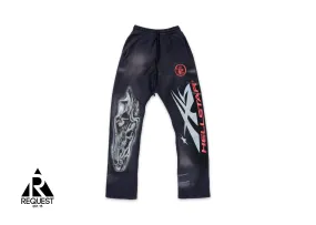 Airbrushed Skull Flare Sweatpants "Black"