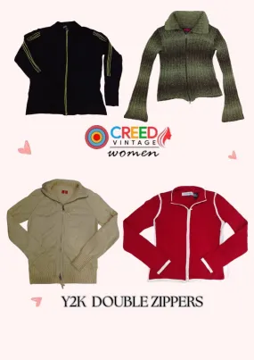 CR2785 Y2K Double Zipper Cardigans - 12 Pcs