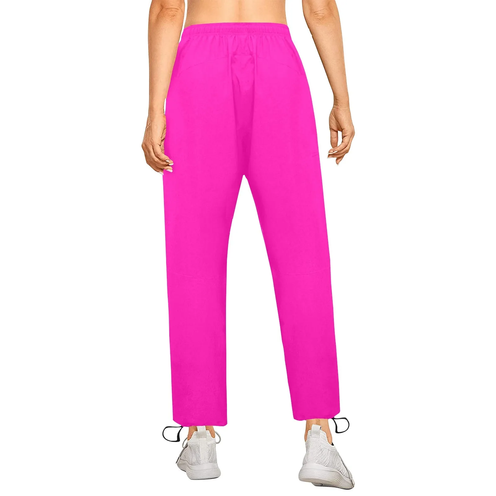 fuchsia print solid Women's Quick Dry Cargo Sweatpants (Model L65)