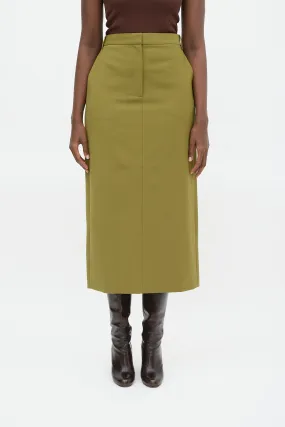 Green Tropical Wool Maxi Trouser Skirt