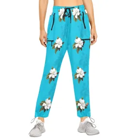 mag blue sil print Women's Quick Dry Cargo Sweatpants (Model L65)