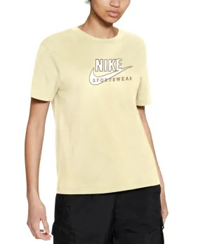 Nike Womens Sportswear Cotton Heritage T-Shirt Pastel Yellow Size M MSRP $40