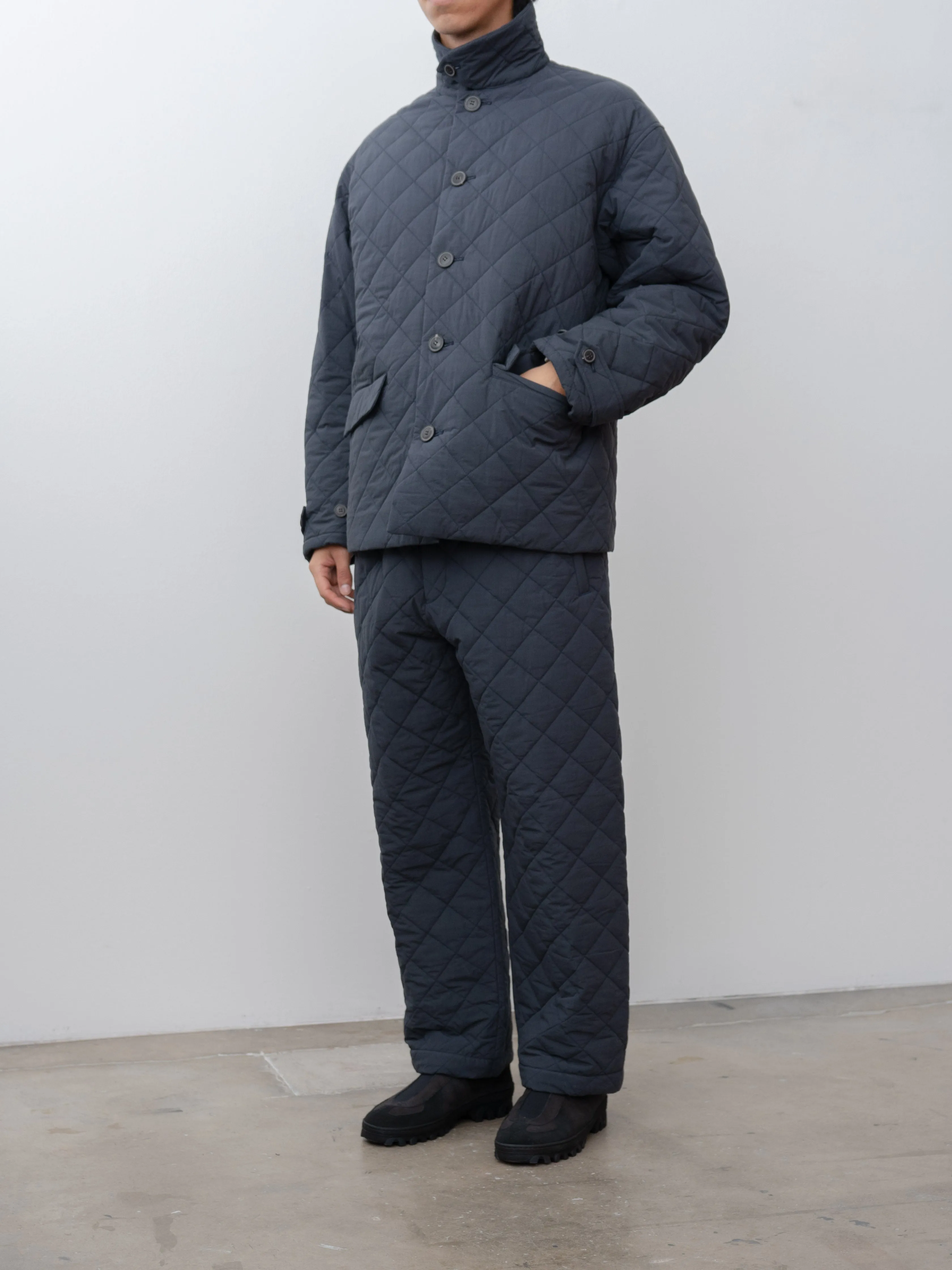 Quilting Wide Pants - Navy