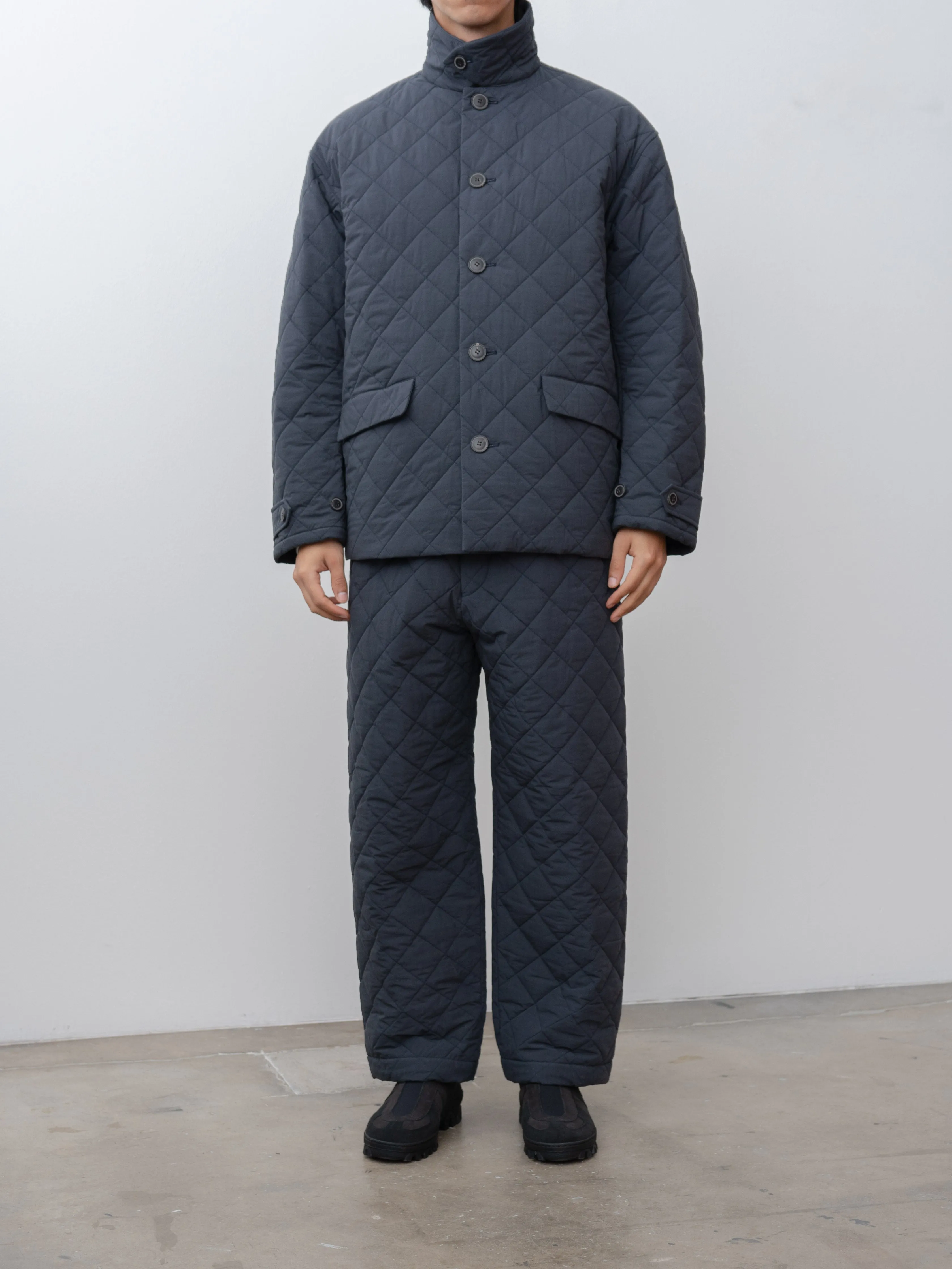 Quilting Wide Pants - Navy