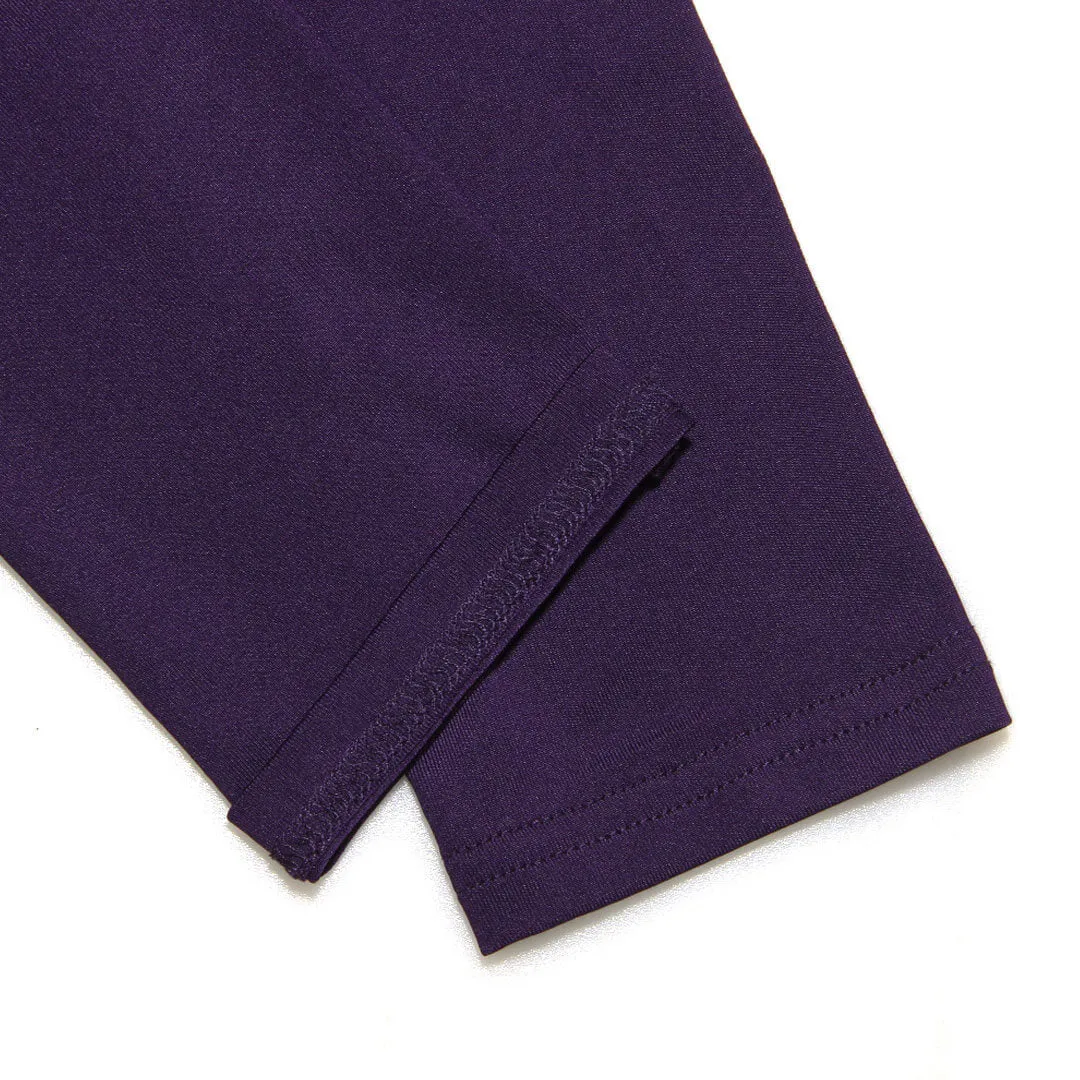 Solid Color Long Sleeve Bodycon Maxi Dress - Purple