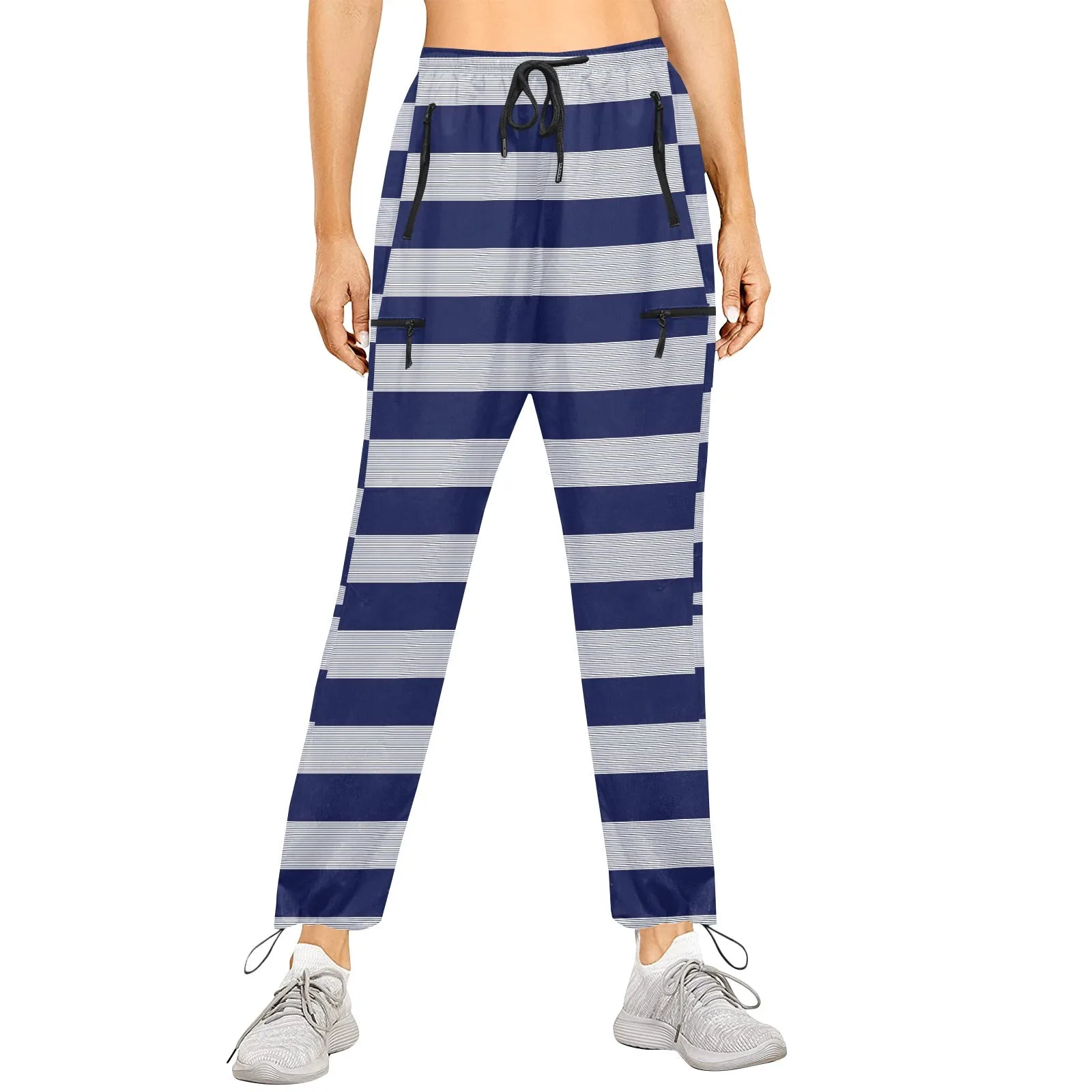 striped striped print Women's Quick Dry Cargo Sweatpants (Model L65)