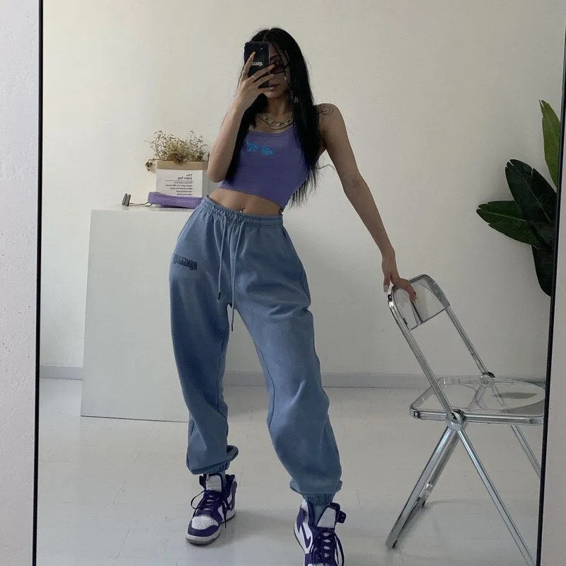 Wenkouban New Jogging Sweatpants Women Hippie Harajuku Streetwear Oversize Y2K Pants Print Baggy Wide Leg Pants Of Female 2023
