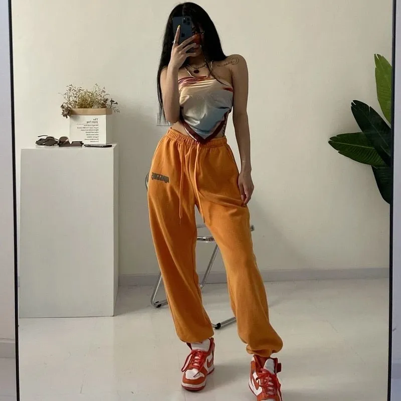Wenkouban New Jogging Sweatpants Women Hippie Harajuku Streetwear Oversize Y2K Pants Print Baggy Wide Leg Pants Of Female 2023