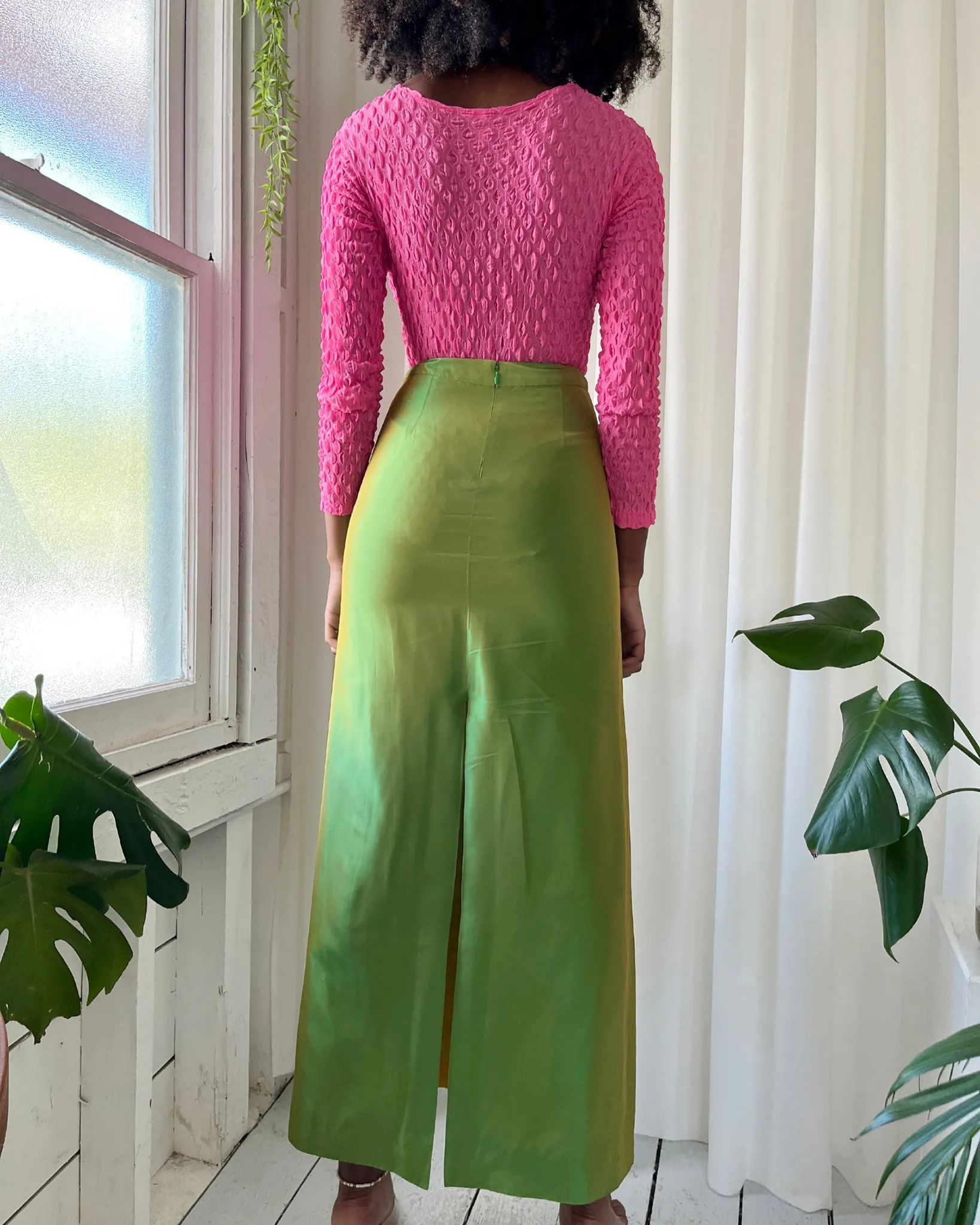 Y2K Iridescent Green Maxi Skirt | XS